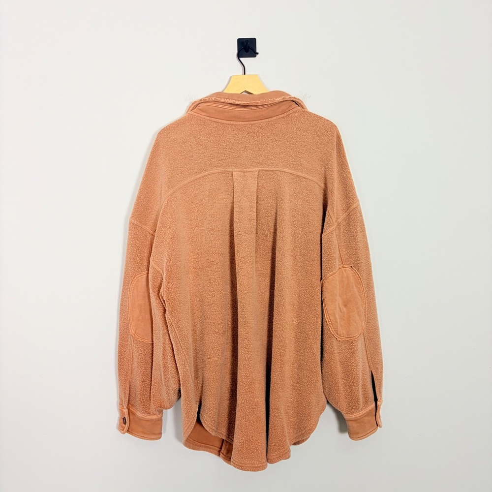Free People We The Free Ruby Fleece Shirt Jacket Pink Terracotta Shacket L - Picture 6 of 10
